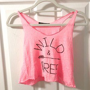 "Wild & Free" Bright Pink Cropped Tank